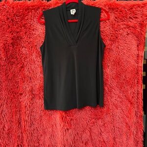 Anne Klein Women's black sleeveless top with tailored neckline
